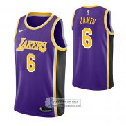 Camiseta Los Angeles Lakers LeBron James Statement 2021-22 Violeta