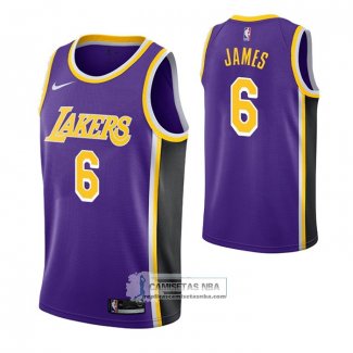 Camiseta Los Angeles Lakers LeBron James Statement 2021-22 Violeta