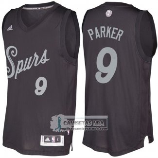 Camiseta Navidad Spurs Tony Parker 2016 Negro