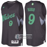 Camiseta Navidad Timberwolves Ricky Rubio 2016 Negro