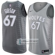 Camiseta Timberwolves Taj Gibson Ciudad 2018 Gris