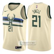 Camiseta Bucks Tony Snell Ciudad 2017-18 Crema