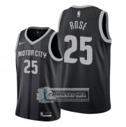 Camiseta Detroit Pistons Derrick Rose Ciudad Negro