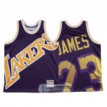 Camiseta Los Angeles Lakers Lebron James Mitchell & Ness Big Face Violeta