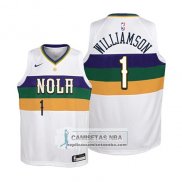 Camiseta Nino New Orleans Pelicans Zion Williamson Ciudad 2019 Blanco