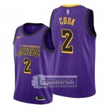 Camiseta Los Angeles Lakers Quinn Cook Ciudad Violeta