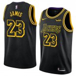 Camiseta Lakers Lebron James Ciudad 2017-18 Negro