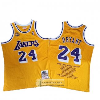 Camiseta Los Angeles Lakers Kobe Bryant Amarillo