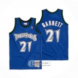 Camiseta Minnesota Timberwolves Kevin Garnett NO 21 Hardwood Classics Throwback 2003-04 Azul