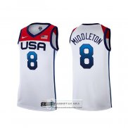 Camiseta USA 2021 Khris Middleton NO 8 Blanco
