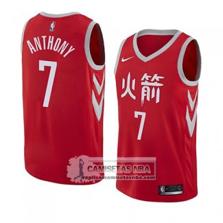 Camiseta Houston Rockets Carmelo Anthony Ciudad 2018 Rojo