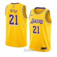 Camiseta Los Angeles Lakers Travis Wear Icon 2018-19 Amarillo