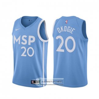 Camiseta Minnesota Timberwolves Josh Okogie Ciudad 2019-20 Azul