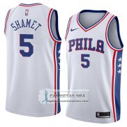 Camiseta Philadelphia 76ers Landry Shamet Association 2018 Blanc