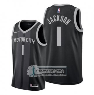 Camiseta Detroit Pistons Reggie Jackson Ciudad Edition Negro