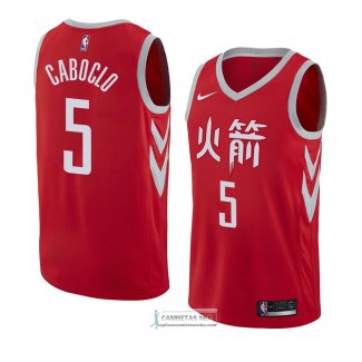 Camiseta Houston Rockets Bruno Caboclo Ciudad 2018 Rojo