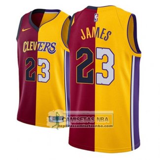 Camiseta Lakers Lebron James Split 2018 Oro