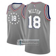 Camiseta 76ers Shake Milton Ciudad 2018-19 Gris