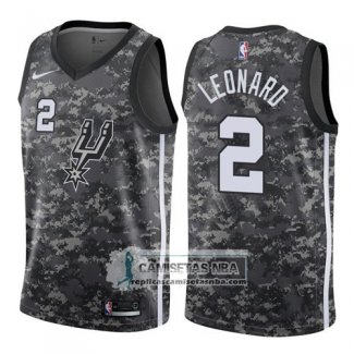 Camiseta Spurs Leonard Ciudad 2017-18 Gris
