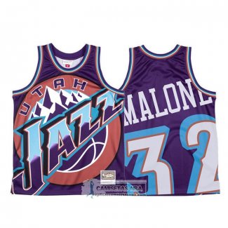 Camiseta Utah Jazz Karl Malone Mitchell & Ness Big Face Violeta