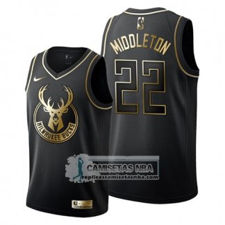 Camiseta Golden Edition Milwaukee Bucks Khris Middleton Negro