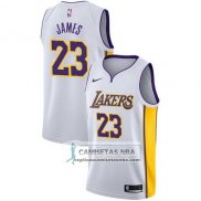 Camiseta Lakers Lebron James Association 2017-18 Blanco