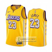 Camiseta Los Angeles Lakers Lebron James Ciudad 2019-20 Amarillo
