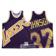 Camiseta Los Angeles Lakers Johnson Mitchell & Ness Big Face Violeta