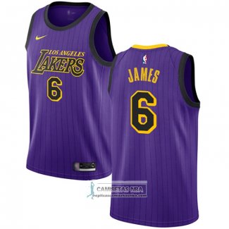 Camiseta Los Angeles Lakers Lebron James 2019-20 Ciudad Violeta