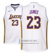 Camiseta Nino Lakers Lebron James Association 2017-18 Blanco