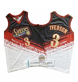 Camiseta Philadelphia 76ers Allen Iverson Mitchell & Ness Negro Rojo