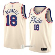 Camiseta Philadelphia 76ers Marco Belinelli Ciudad 2018 Crema