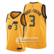 Camiseta Utah Jazz Justin Wright Foreman Statement 2019-20 Oro