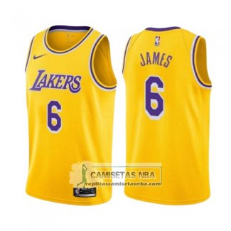 Camiseta Los Angeles Lakers LeBron James Icon 2019 Amarillo