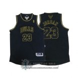 Camiseta Autentico Bulls Jordan Negro Dorado