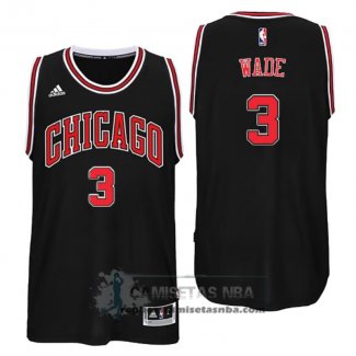 Camiseta Autentico Bulls Wade Negro