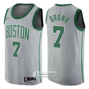 Camiseta Celtics Jaylen Brown Ciudad Gris