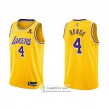 Camiseta Los Angeles Lakers Rajon Rondo NO 4 75th Anniversary 2021-22 Amarillo
