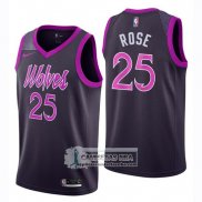 Camiseta Nino Timberwolves Derrick Rose Ciudad 2018-19 Negro