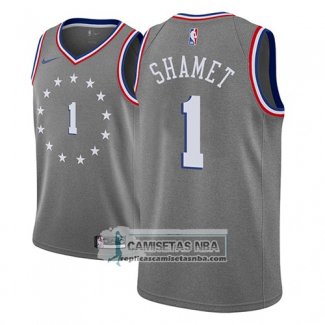 Camiseta 76ers Landry Shamet Ciudad 2018-19 Gris