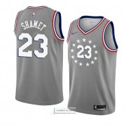 Camiseta Philadelphia 76ers Landry Shamet Ciudad 2018-19 Gris