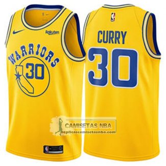 Camiseta Warriors Stephen Curry Hardwood Classic 2018 Amarillo