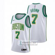 Camiseta Celtics Jaylen Brown Ciudad 2018-19 Blanco