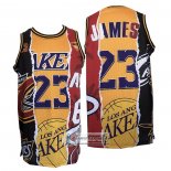 Camiseta Los Angeles Lakers Lebron James NO 23 Heat Cavaliers Negro Rojo Amarillo