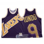 Camiseta Los Angeles Lakers Rajon Rondo Mitchell & Ness Big Face Violeta