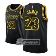 Camiseta Nino Lakers Lebron James Ciudad 2017-18 Negro