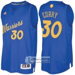 Camiseta Autentico Navidad Warriors Curry 2016-17 Azul