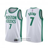 Camiseta Boston Celtics Jaylen Brown Ciudad 2020-21 Blanco