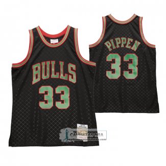 Camiseta Chicago Bulls Scottie Pippen NO 33 Mitchell & Ness 1997-98 Negro