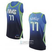 Camiseta Dallas Mavericks Luka Doncic NO 77 Ciudad Autentico Azul